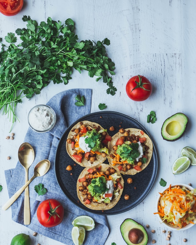 Tacos on a plate.